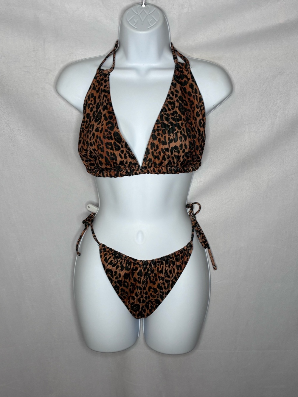 GUC ASOS Leopard Print Triangle Tie Bikini - Top 36G/H - Bottom 8